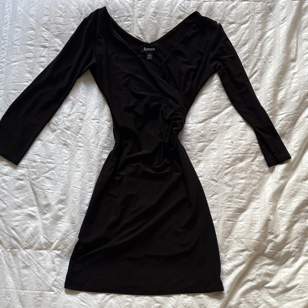 Milano Formals Elegant Black Wrap Dress